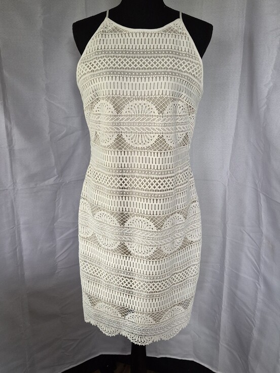 White House Black Market Dresses & Skirts - White House Black Market Crochet Dress Womens Size 6 Off White Beige Cream